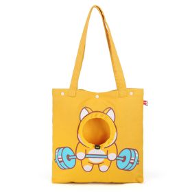 Pet Canvas Shoulder Bag, Cute Animal ShapedCat Carrier Canvas Bags,Portable Pet CanvasTote Chest Bag That Can Expose Head,OutdoorTravel Pet Carrier Fo (Option: Yellow-L)